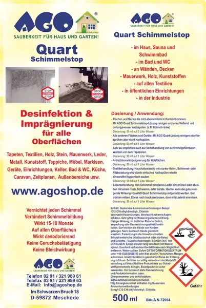 AGO Quart Schimmelstop Konzentrat - Anleitung und Anwendungshinweise