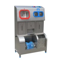 Edelstahl Hygienestation mit Handwaschbecken, Händedesinfektion, Sohlen- und Schuhrandreiniger, Handtuchspender und Papierkorb Edelstahl Hygienestation mit Handwaschbecken, Händedesinfektion, Sohlen- und Schuhrandreiniger, Handtuchspender und Papierkorb