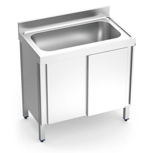 Edelstahl Topfspülschrank 100x70 cm oder 120x70 cm - Schiebetüren