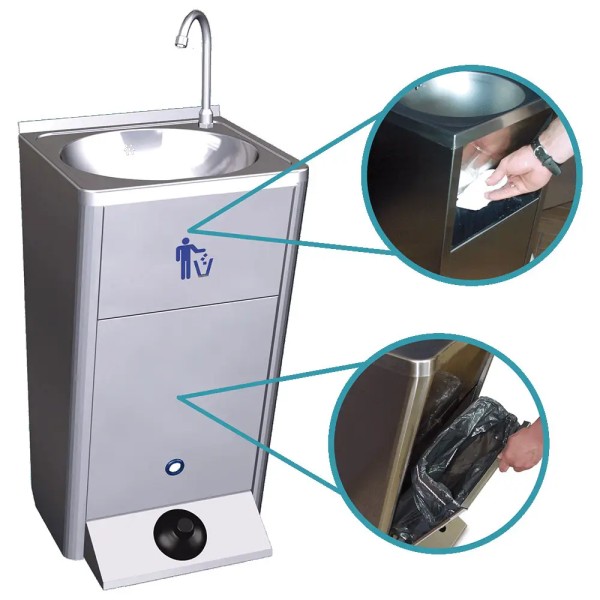 Mobiles Edelstahl Waschbecken mit Wassertank