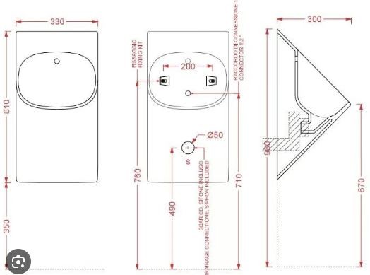 Abmessungen Urinal La Fontana SLP89