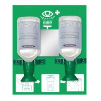 Actiomedic Augenspülstation Double inkl. 2x 500 ml Natriumchloridlösung, Hinweistafel, Spiegel und Halterungn Actiomedic Augenspülstation Double inkl. 2x 500 ml Natriumchloridlösung, Hinweistafel, Spiegel und Halterungn