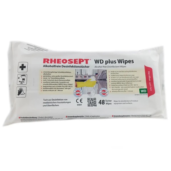 Desinfektionstücher RHEOSEPT WD plus Wipes 300x270 mm, alkoholfrei, 48 Tücher