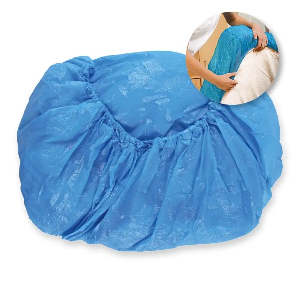 Matratzenschutz CPE blau mit umlaufendem Gummizug