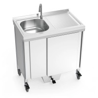 Mobiler Edelstahl Spültisch mit Wassertank - Becken links Mobiler Edelstahl Spültisch mit Wassertank - Becken links