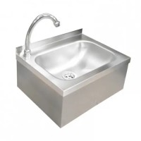 Edelstahl Waschbecken Kniebedienung S4350 mit Armatur und Aufkanntung Edelstahl Waschbecken Kniebedienung S4350 mit Armatur und Aufkanntung