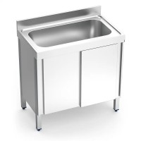 Edelstahl Topfspülschrank 100x60 cm oder 120x60 cm - Schiebetüren Edelstahl Topfspülschrank 100x60 cm oder 120x60 cm - Schiebetüren