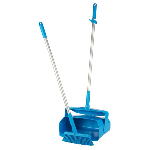 Vikan Kehrschaufelset mit Besen und geschlossener Kehrschaufel, 350 mm - blau