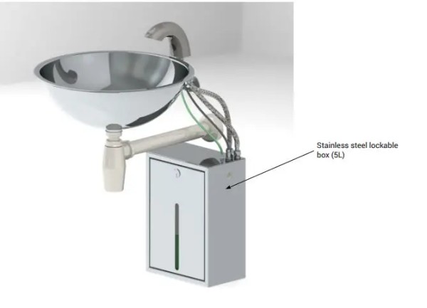 Edelstahl Waschtischarmatur mit Sensor und Seifenspender SLU46MD - Montagebeispiel