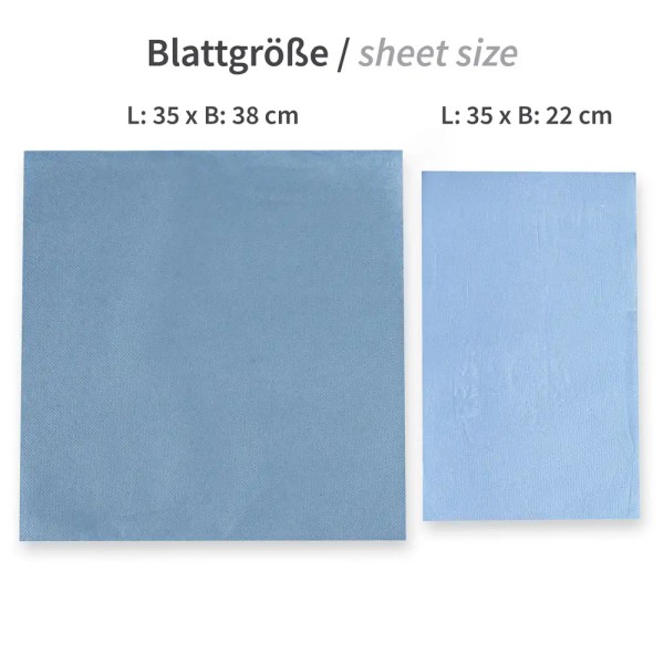 Blattgrößen der Putztuchrollen aus Recyclingpapier, 2-lagig, blau