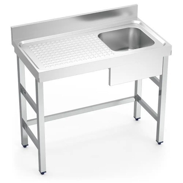 Edelstahl Spültisch 1000x550mm ohne Grundboden - Becken rechts