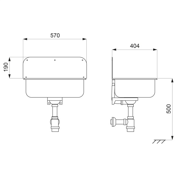 Abmessungen Edelstahl Ausgussbecken SLVN06