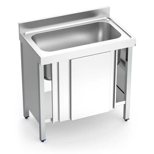 Edelstahl Spülschrank 100x60 cm oder 120x60 cm - Schiebetüren