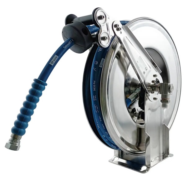 Edelstahl Schlauchaufroller mit 10 - 30m Schlauch 1/2"- starr