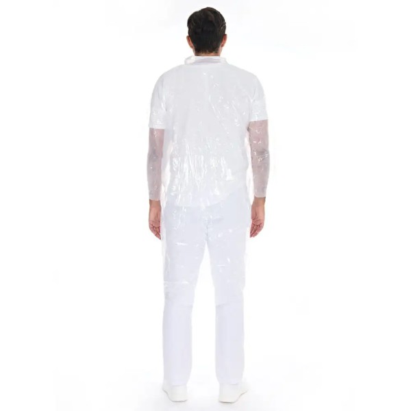 Einweg Besucherkittel weiß, PE - Rückseite