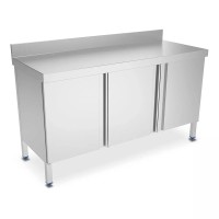 Edelstahl Arbeitsschrank mit Aufkantung und 3 Türen, Breite 1500 mm Edelstahl Arbeitsschrank mit Aufkantung und 3 Türen, Breite 1500 mm