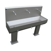 Edelstahl Waschrinnen mit Kniebedienung und 2 - 5 Waschplätzen Edelstahl Waschrinnen mit Kniebedienung und 2 - 5 Waschplätzen