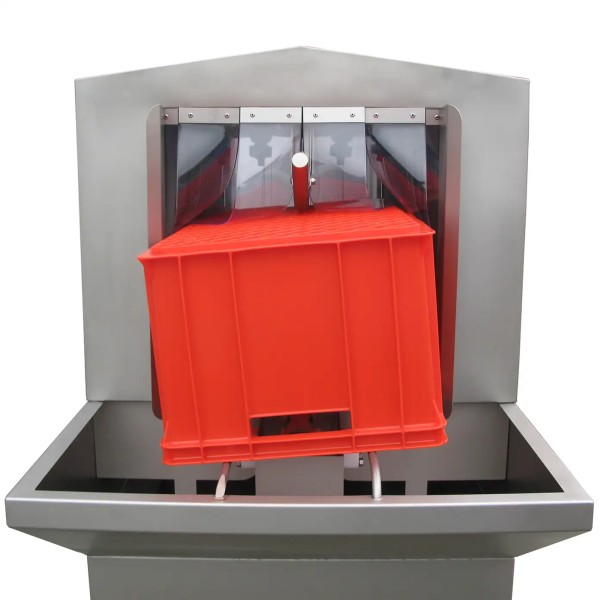 Edelstahl Kistenwaschanlage für Fleischkisten