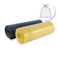 LDPE Müllsäcke mit Zugband auf Rolle, 120 Liter LDPE Müllsäcke mit Zugband auf Rolle, 120 Liter