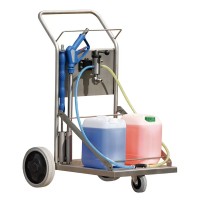 Edelstahl Fahrwagen zur Desinfektion oder Schaumreinigung Edelstahl Fahrwagen zur Desinfektion oder Schaumreinigung