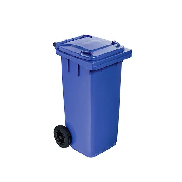 Kunststoff Mülltonne mit 2 Rädern 120 Liter - blau