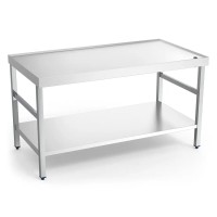 Edelstahl Arbeitstisch mit Rand, Abflussöffnung und Grundboden, 1000 mm Edelstahl Arbeitstisch mit Rand, Abflussöffnung und Grundboden, 1000 mm