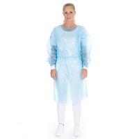 Einwegkittel mit Nackenbindeband PP-Vlies blau Einwegkittel mit Nackenbindeband PP-Vlies blau