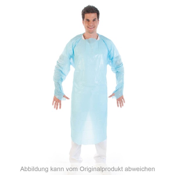 Schutzkittel Einweg, Daumenloch, CPE, blau, XL