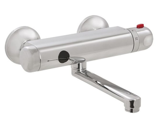 Wandarmatur mit Sensor und Thermostat-Mischer SLU25S - Wasserabgang nach unten