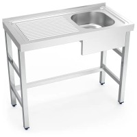 Edelstahl Spültisch, Becken rechts und Abtropffläche links Edelstahl Spültisch, Becken rechts und Abtropffläche links