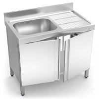 Vorschau: Edelstahl Spülschrank mit 1 Becken links und Flügeltüren - 100x70 cm, 120x70 cm, 130x70 cm oder 140 x 70cm Vorschau: Edelstahl Spülschrank mit 1 Becken links und Flügeltüren - 100x70 cm, 120x70 cm, 130x70 cm oder 140 x 70cm