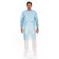 Schutzkittel virendicht, PP-Vlies mit PE-Vollbeschichtung, blau Schutzkittel virendicht, PP-Vlies mit PE-Vollbeschichtung, blau