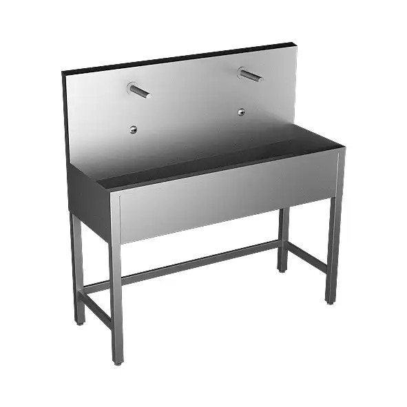 Edelstahl Waschrinne mit 2 Sensor-Armaturen SLUN50E, vandalensicher - 1250 mm