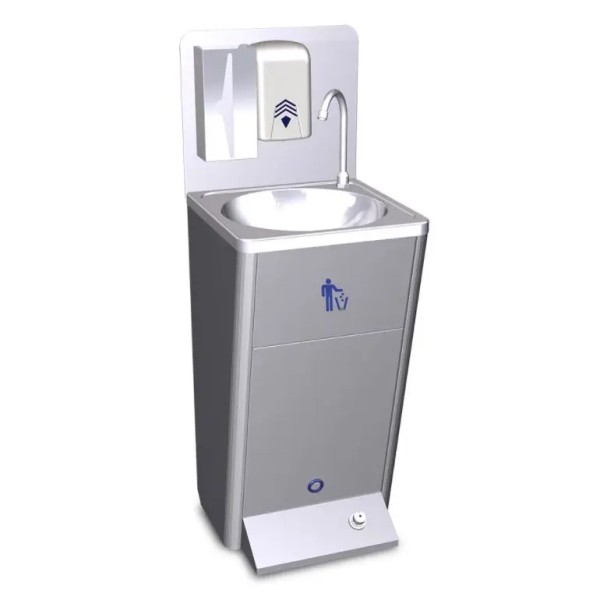 Mobiles Waschbecken mit Wassertank und optionalem Seifen- und Handtuchspender