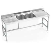 Spültisch Edelstahl mit 2 Becken und 2 Abtropfflächen Spültisch Edelstahl mit 2 Becken und 2 Abtropfflächen