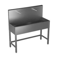 Edelstahl Waschrinne mit 2 Waschplätzen mit Piezo-Taster, bodenstehend Edelstahl Waschrinne mit 2 Waschplätzen mit Piezo-Taster, bodenstehend