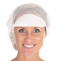 Baretthauben mit Schirm aus luftdurchlässiger + atmungsaktiver Viskose, weiß, 1000 Stück Baretthauben mit Schirm aus luftdurchlässiger + atmungsaktiver Viskose, weiß, 1000 Stück