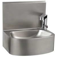 Edelstahl Handwaschbecken mit Sensorarmatur und Rückwand  Edelstahl Handwaschbecken mit Sensorarmatur und Rückwand