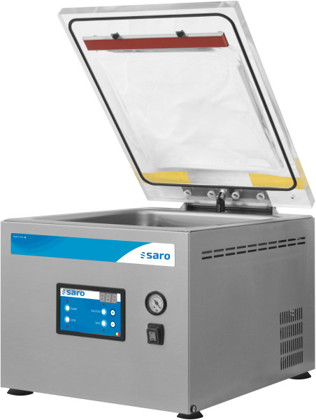 SARO Vakuumierer mit Kammer, Modell LECCE 1  Kategorie: MECHANISCHE VORBEREITUNG Brutto-Gewicht: 31,00 kg EAN: 4017337441020 Versandart: Spedition (1/2 Pal.)