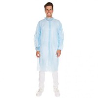 Besucherkittel Light mit Druckknöpfen und Stehkragen - blau Besucherkittel Light mit Druckknöpfen und Stehkragen - blau
