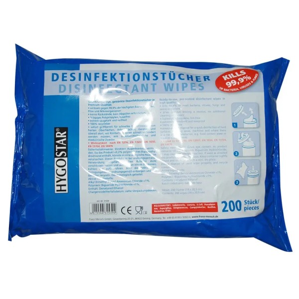 Hygostar Flächen Desinfektionstücher Nachfüllpack 200 Stück