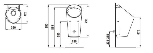 Abmessungen Laufen Urinal Lema
