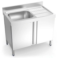 Vorschau: Spülschrank Edelstahl mit 1 Becken links und Flügeltüren - 100x70 cm, 120x70 cm, 130x70 cm oder 140 x 70cm Vorschau: Spülschrank Edelstahl mit 1 Becken links und Flügeltüren - 100x70 cm, 120x70 cm, 130x70 cm oder 140 x 70cm